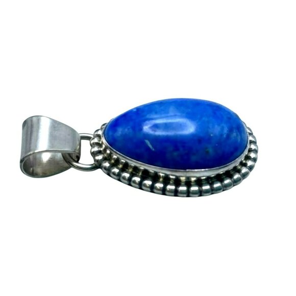 Vintage Navajo Native American Marian Nez Sterling Silver Lapis Pendant Earrings - Picture 2 of 5